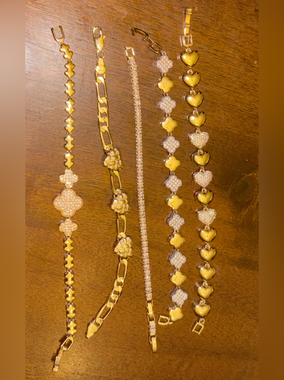 Set of 5 Stack Gold Bracelets